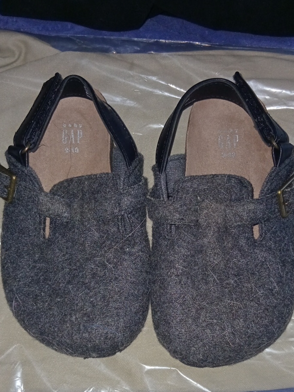 GAP Kids Dark Gray Wool-Blend Moccasin Mary Janes